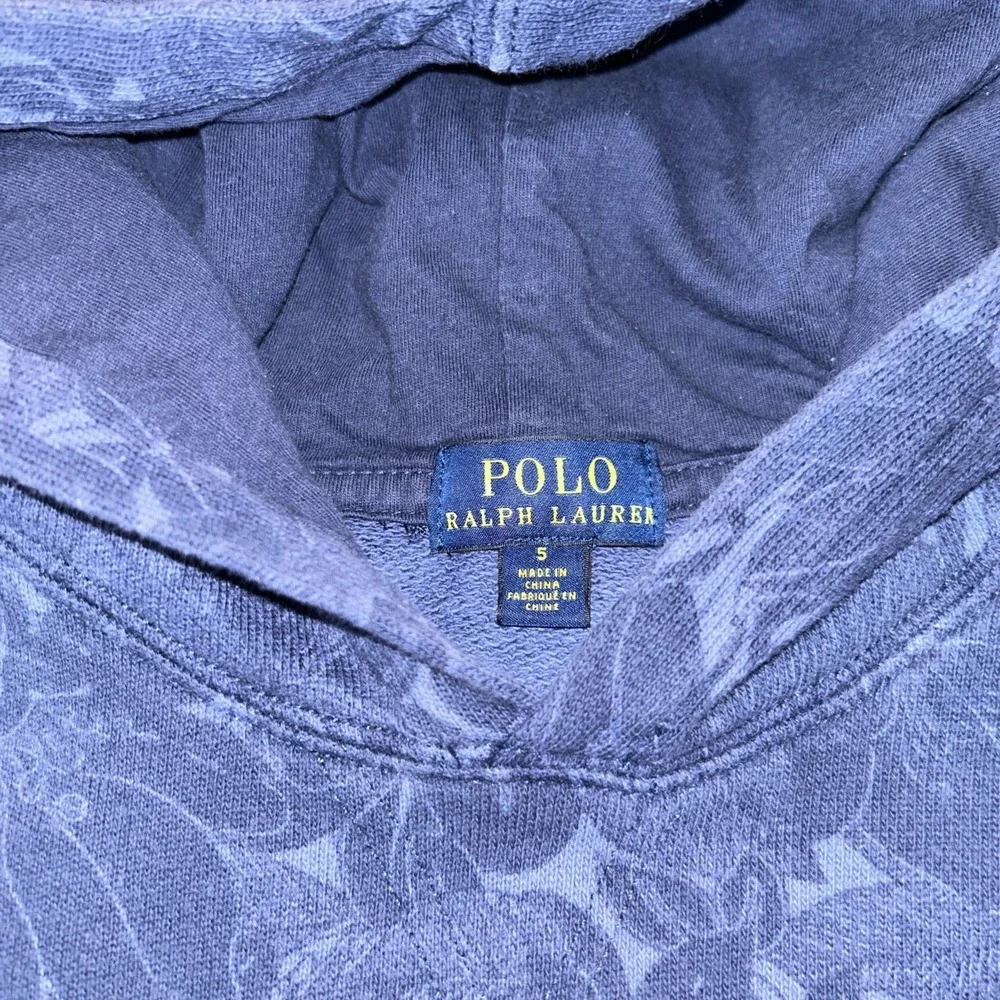 Polo Ralph Lauren Kids Boys Navy Logo Tropical Pattern Pullover Hoodie  Sz‎ 8